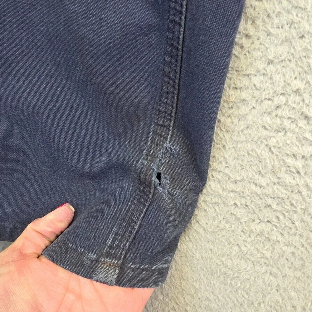 Carhartt Pants Mens 32x32 Blue Dungaree Fit Stained Ripped‎ Thrashed Carpenter